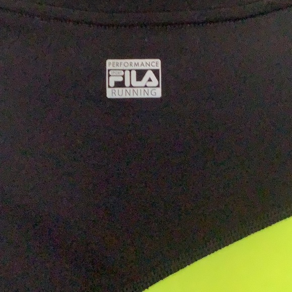 Fila Sport Crew Neck Short Sleeve Black Running Tee with Neon Lime Swish (NWOT) - Picture 3 of 5